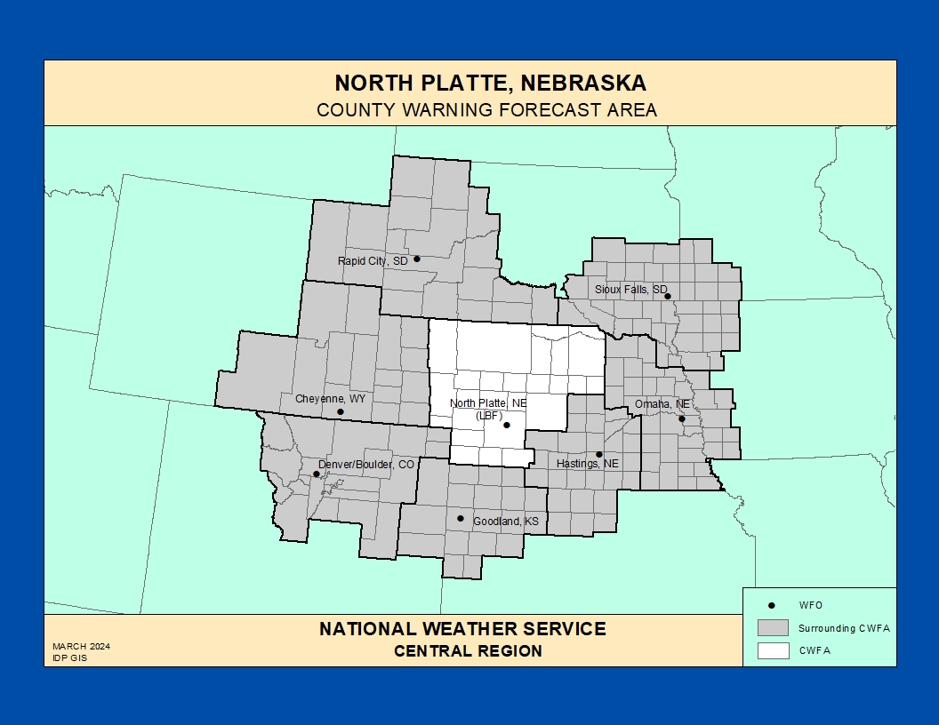 Map of the NWS North Platte forecast office County Warning and Forecast Area